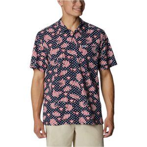 Columbia PFG Mens FATHER'S DAY Vented Fishing USA Flag Patriotic JULY 4th NWT